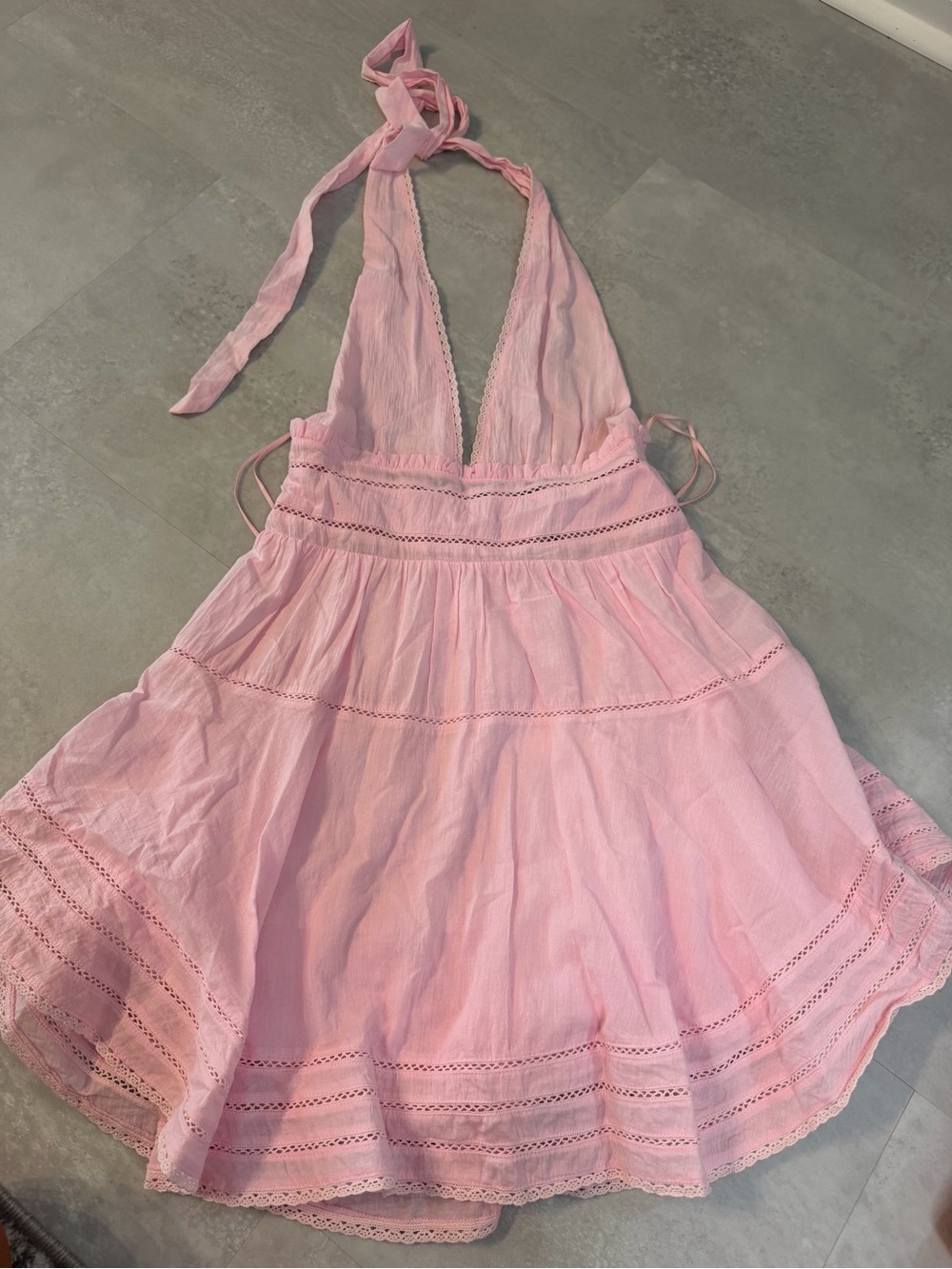 Pink Halter Tie-Back Mini Dress